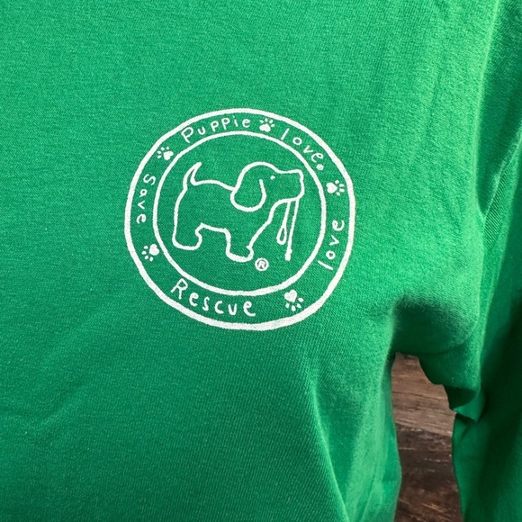 Puppy Love Kids Vibrant Green Long Sleeve Tee with Crew Neck - Picture 2 of 7